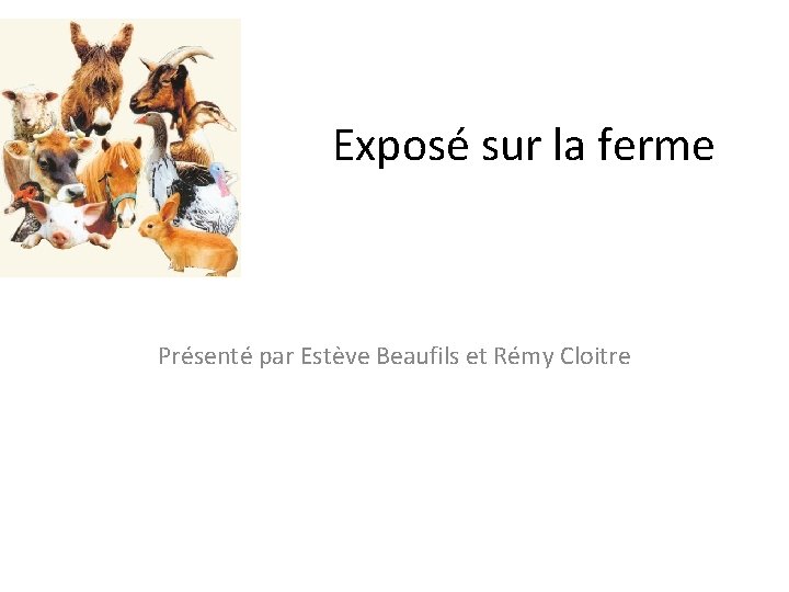 Exposé sur la ferme Présenté par Estève Beaufils et Rémy Cloitre 