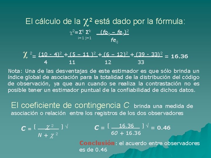 El cálculo de la 2 está dado por la fórmula: 2=Σt Σk i=1 j=1