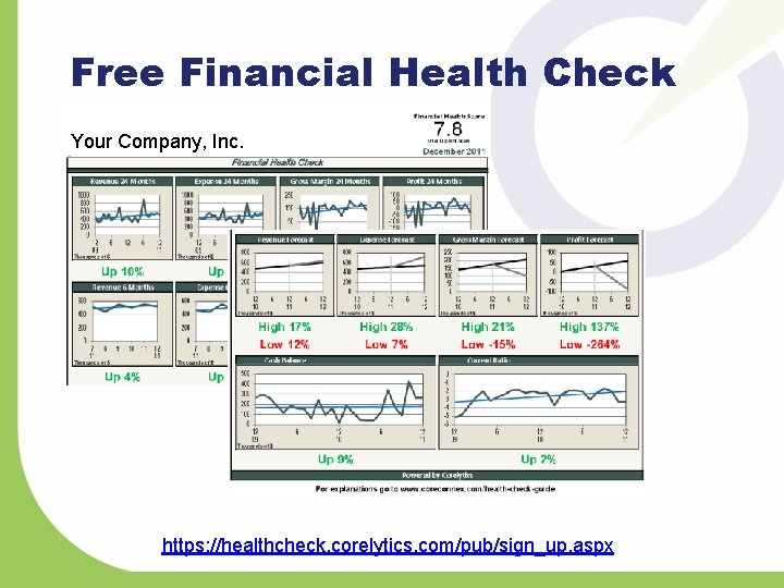 Free Financial Health Check Your Company, Inc. https: //healthcheck. corelytics. com/pub/sign_up. aspx 