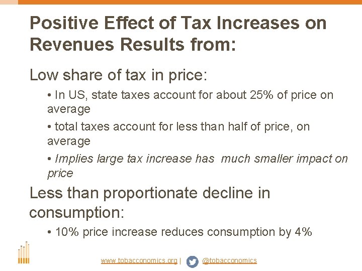 Positive Effect of Tax Increases on Revenues Results from: Low share of tax in