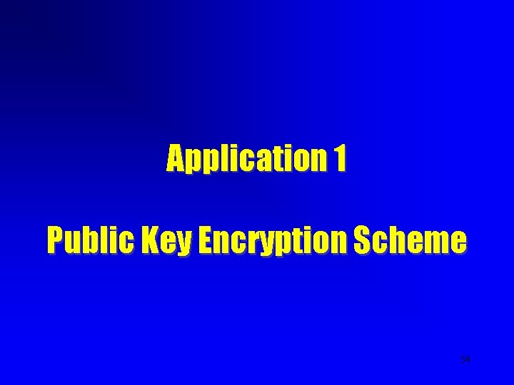 Application 1 Public Key Encryption Scheme 54 