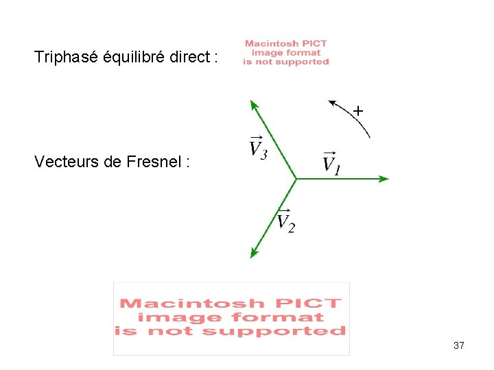 Triphasé équilibré direct : Vecteurs de Fresnel : 37 