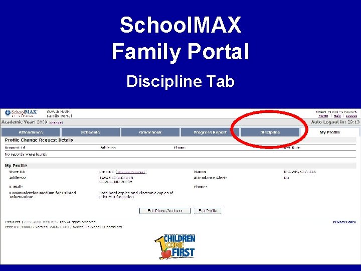 School. MAX Family Portal Discipline Tab 