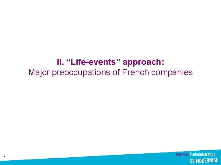 II. “Life-events” approach: Major preoccupations of French companies 7 