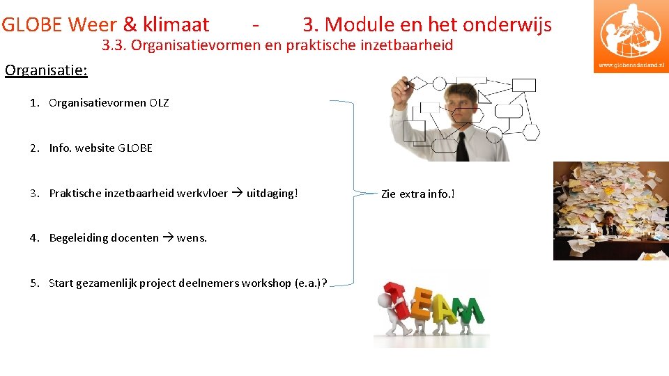 GLOBE Weer & klimaat - 3. Module en het onderwijs 3. 3. Organisatievormen en