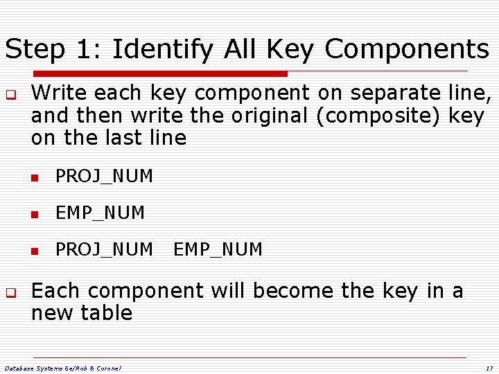 Step 1: Identify All Key Components q q Write each key component on separate