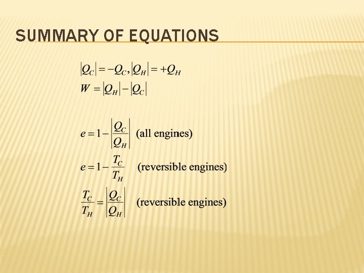 SUMMARY OF EQUATIONS 