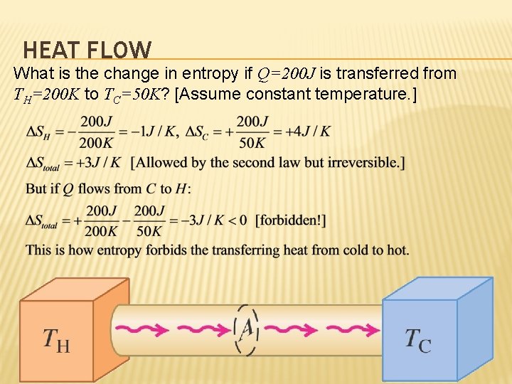 HEAT FLOW What is the change in entropy if Q=200 J is transferred from