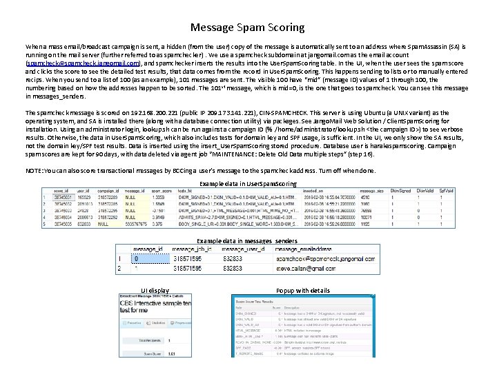 Message Spam Scoring When a mass email/broadcast campaign is sent, a hidden (from the