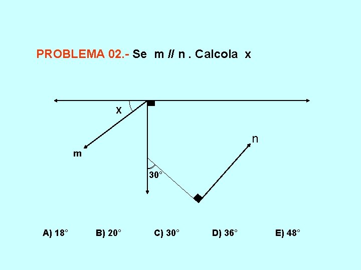 PROBLEMA 02. - Se m // n. Calcola x X n m 30° A) PROBLEMA 02. - Se m // n. Calcola x X n m 30° A)
