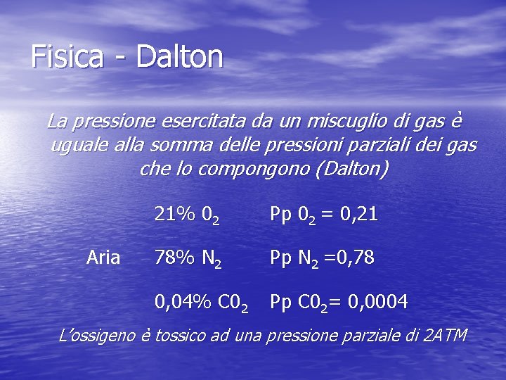 Fisica - Dalton La pressione esercitata da un miscuglio di gas è uguale alla