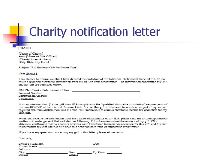 Charity notification letter 