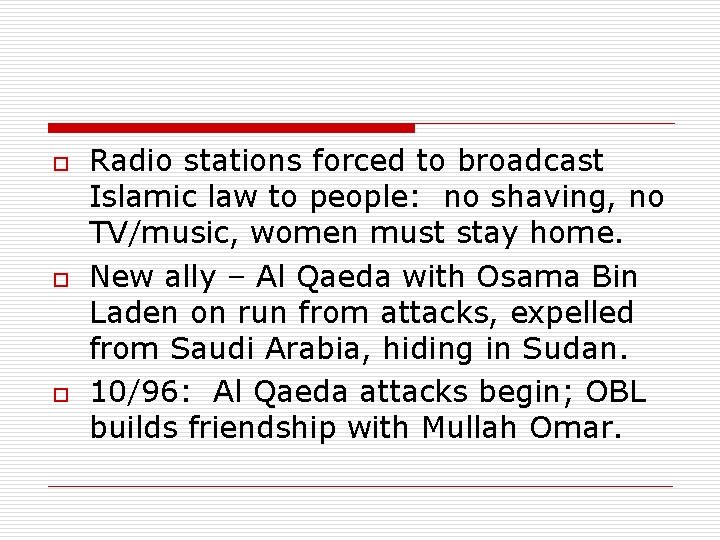 o o o Radio stations forced to broadcast Islamic law to people: no shaving,