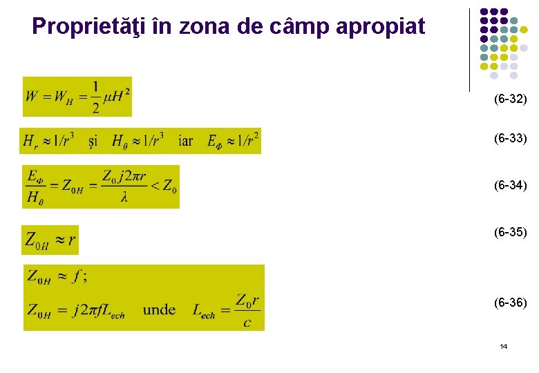 Proprietăţi în zona de câmp apropiat (6 -32) (6 -33) (6 -34) (6 -35)