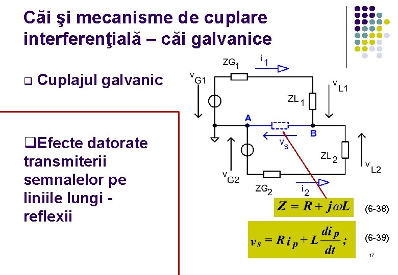 Căi şi mecanisme de cuplare interferenţială – căi galvanice q Cuplajul galvanic q. Efecte