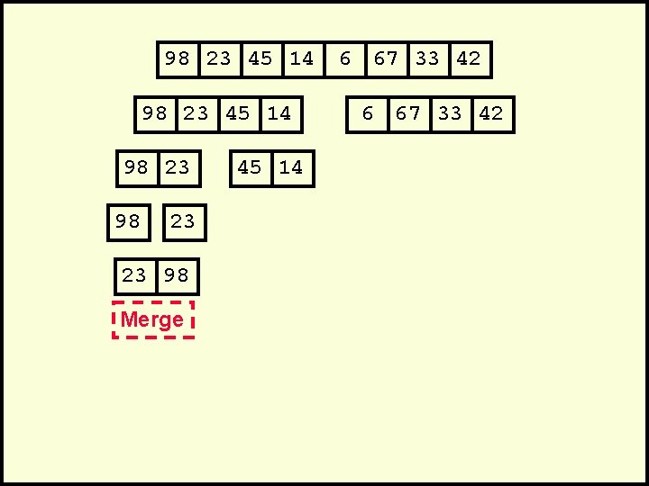 98 23 45 14 98 23 23 98 Merge 45 14 6 67 33