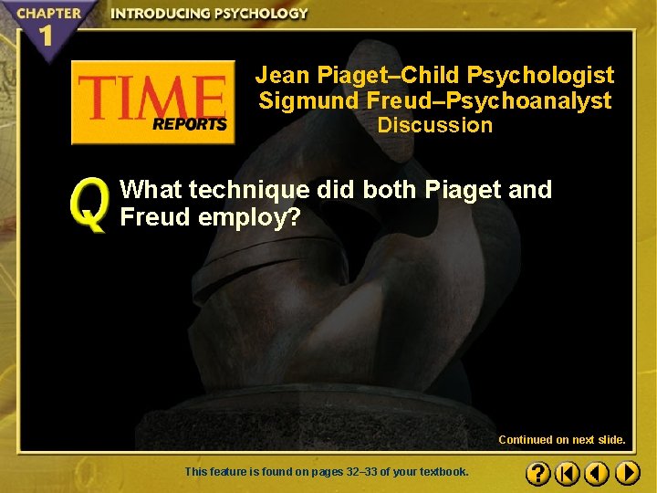 Jean Piaget–Child Psychologist Sigmund Freud–Psychoanalyst Discussion What technique did both Piaget and Freud employ?