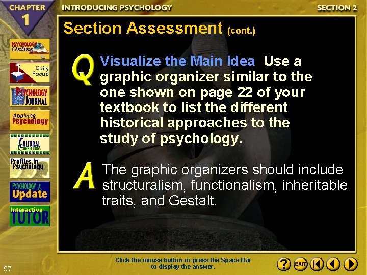 Section Assessment (cont. ) Visualize the Main Idea Use a graphic organizer similar to