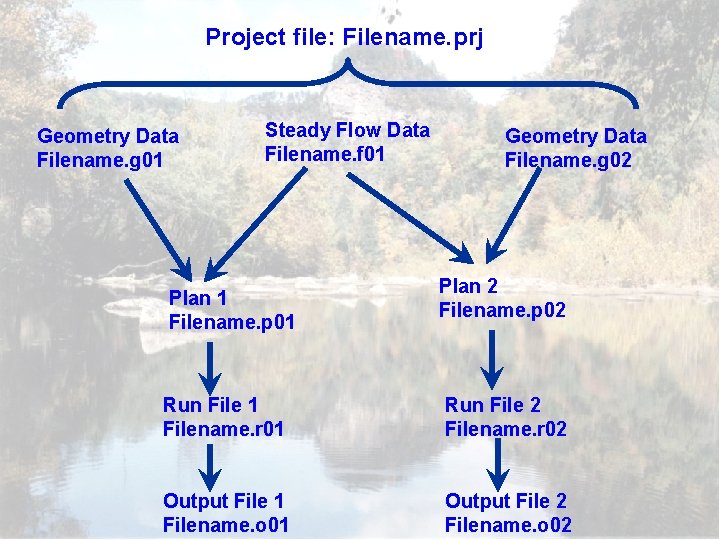 Project file: Filename. prj Geometry Data Filename. g 01 Steady Flow Data Filename. f