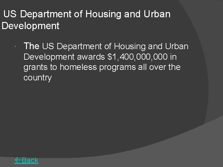 US Department of Housing and Urban Development The US Department of Housing and Urban