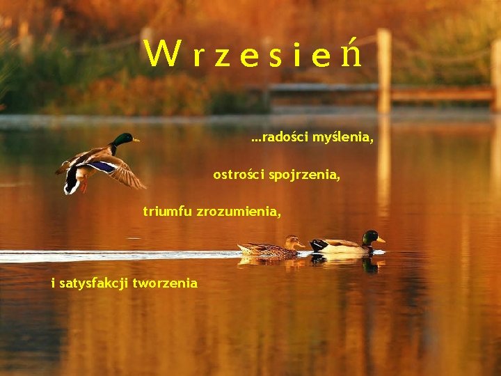 Wrzesień …radości myślenia, ostrości spojrzenia, triumfu zrozumienia, i satysfakcji tworzenia 