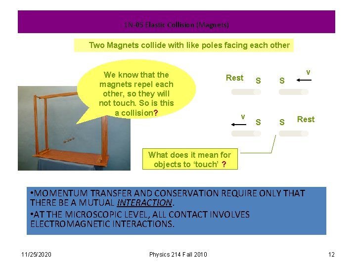 1 N-05 Elastic Collision (Magnets) Two Magnets collide with like poles facing each other