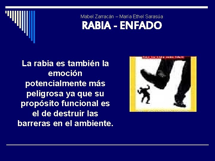 Mabel Zarracán – María Ethel Sarasúa RABIA - ENFADO La rabia es también la