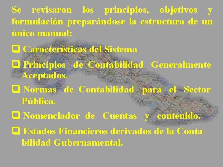 Se revisaron los principios, objetivos y formulación preparándose la estructura de un único manual: