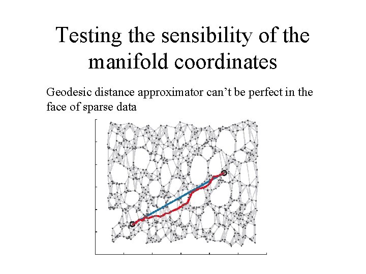 Testing the sensibility of the manifold coordinates Geodesic distance approximator can’t be perfect in
