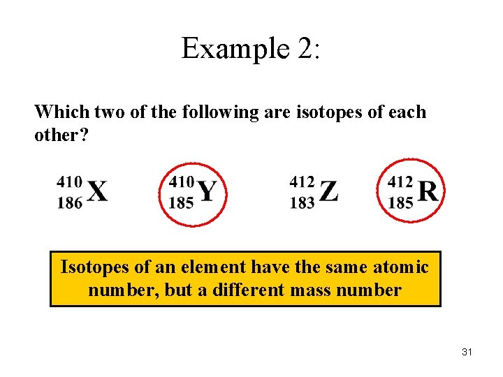 Example 2: Which two of the following are isotopes of each other? Isotopes of