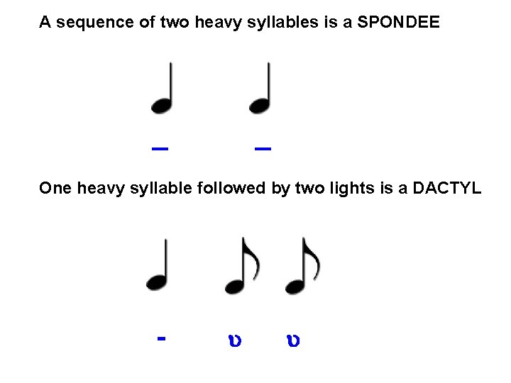 A sequence of two heavy syllables is a SPONDEE _ _ One heavy syllable