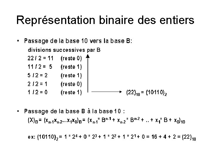 Représentation binaire des entiers 