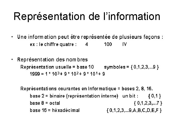 Représentation de l’information 