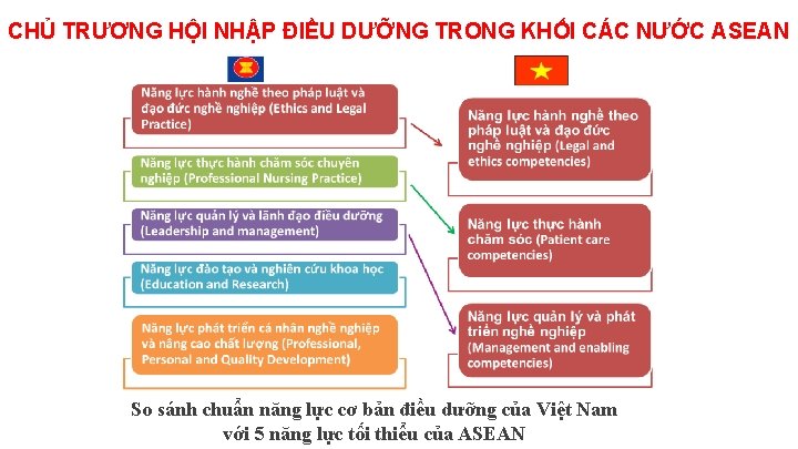 CHỦ TRƯƠNG HỘI NHẬP ĐIỀU DƯỠNG TRONG KHỐI CÁC NƯỚC ASEAN So sánh chuẩn