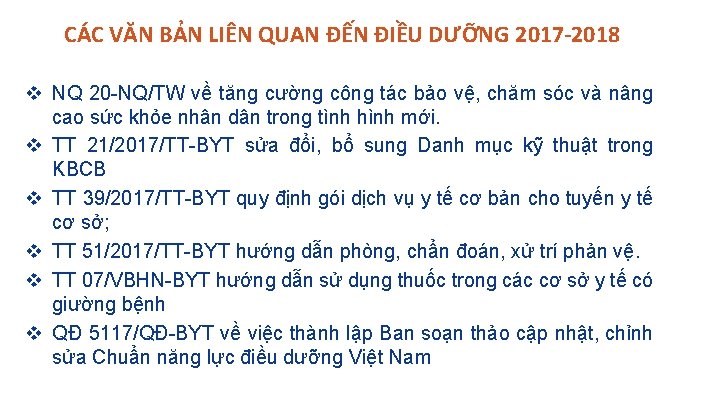 CÁC VĂN BẢN LIÊN QUAN ĐẾN ĐIỀU DƯỠNG 2017 -2018 v NQ 20 -NQ/TW