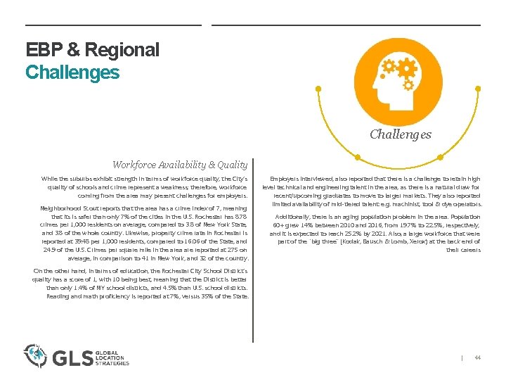 EBP & Regional Challenges Workforce Availability & Quality While the suburbs exhibit strength in