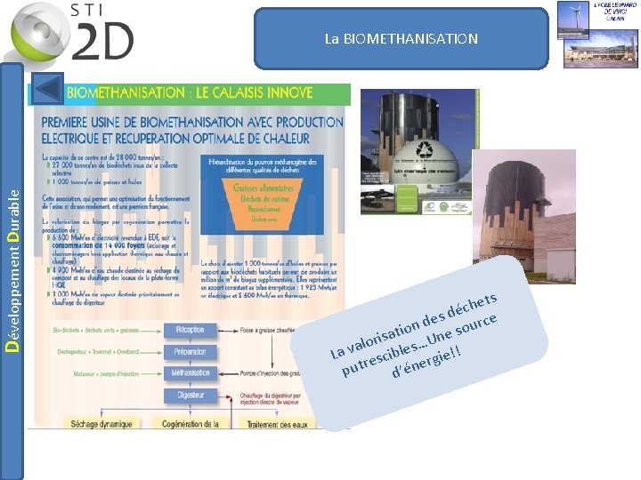 Développement Durable La BIOMETHANISATION ts e h c dé ce s e d ur