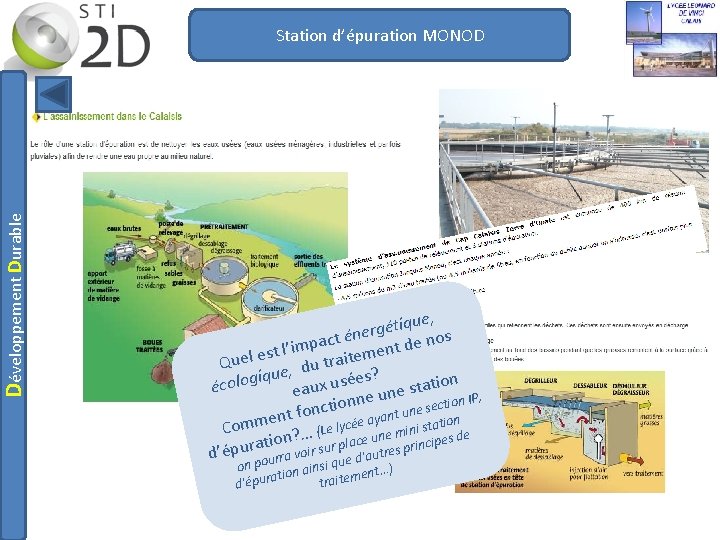 Développement Durable Station d’épuration MONOD ue, q i t é g éner t c