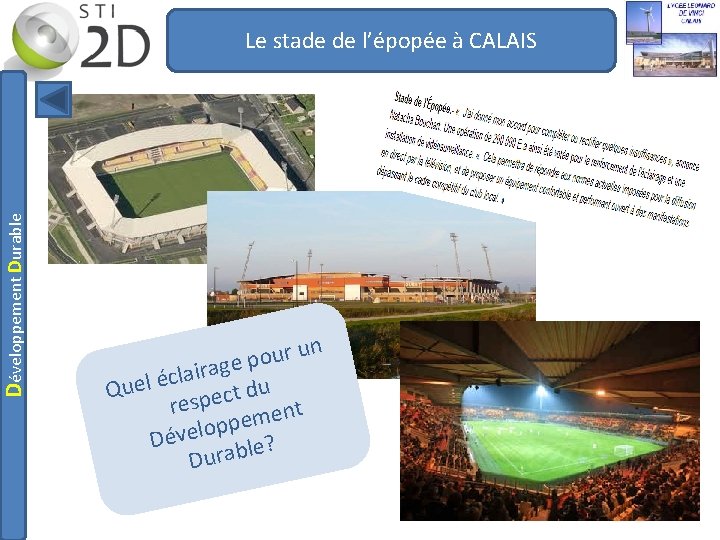 Développement Durable Le stade de l’épopée à CALAIS n u r u po e