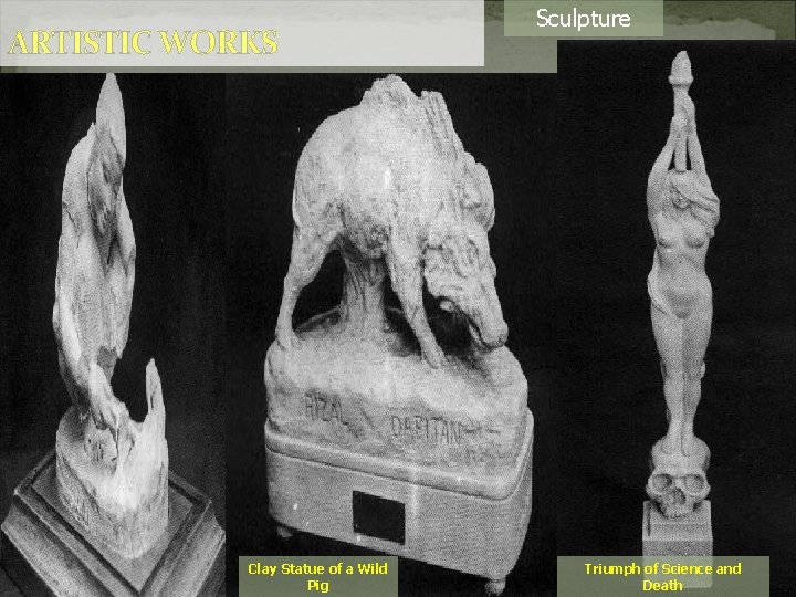ARTISTIC WORKS Clay Statue of a Wild Pig Sculpture Triumph of Science and Death