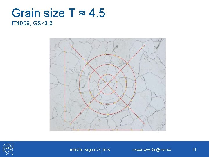 Grain size T ≈ 4. 5 IT 4009, GS<3. 5 MSCTM, August 27, 2015