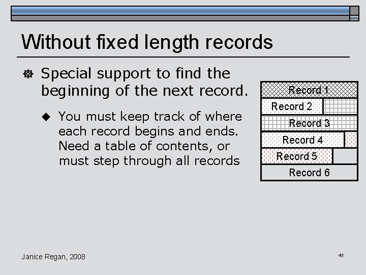 Without fixed length records ] Special support to find the beginning of the next