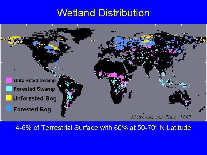 Wetland Distribution Unforested Swamp Forested Swamp Unforested Bog Forested Bog Matthews and Fung 1987