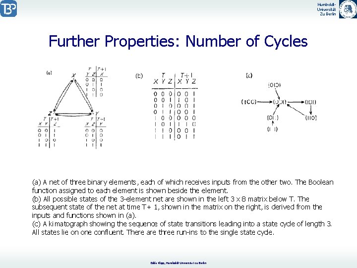Humboldt. Universität Zu Berlin Further Properties: Number of Cycles (a) A net of three