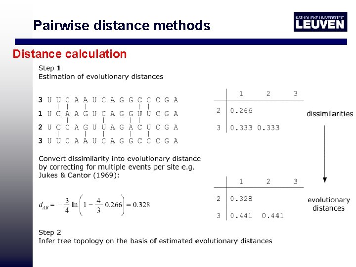 Pairwise distance methods Distance calculation 