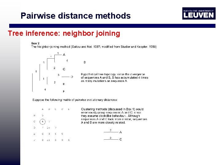 Pairwise distance methods Tree inference: neighbor joining 