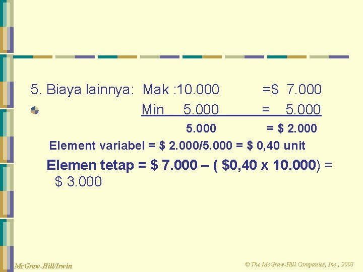 5. Biaya lainnya: Mak : 10. 000 Min 5. 000 =$ 7. 000 =