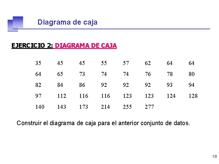 Diagrama de caja EJERCICIO 2: DIAGRAMA DE CAJA 35 45 45 55 57 62
