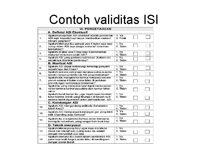 Contoh validitas ISI 