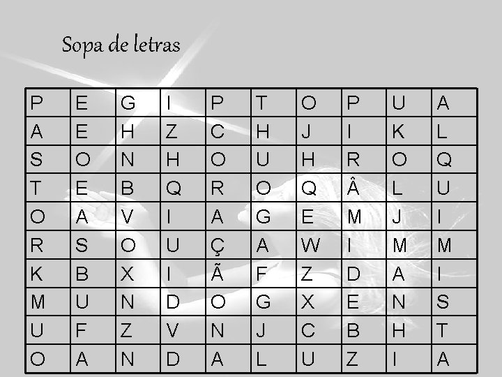 Sopa de letras P A S T O R K M U O E